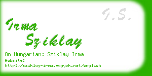 irma sziklay business card